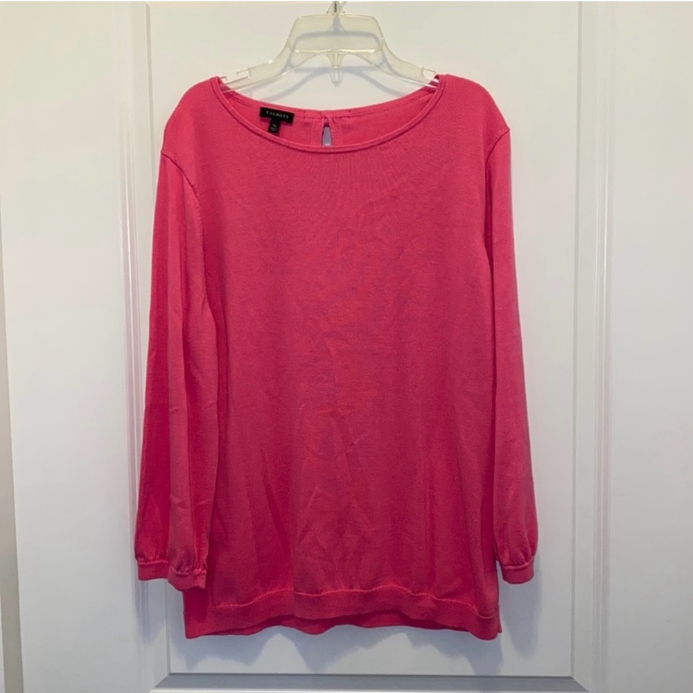 Talbots Pink lightweight sweater with bows